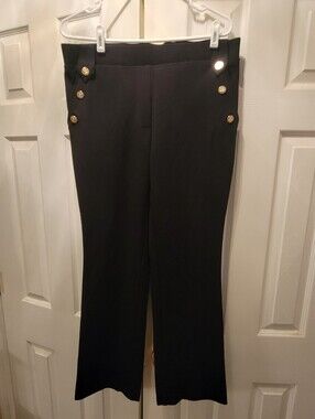 Counterparts Black Boot-Cut Pants with Gold Buttons